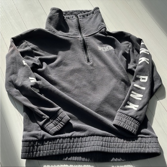 Victoria’s Secret Pink Sweatshirt Gray Quarter Zip S - Picture 5 of 6